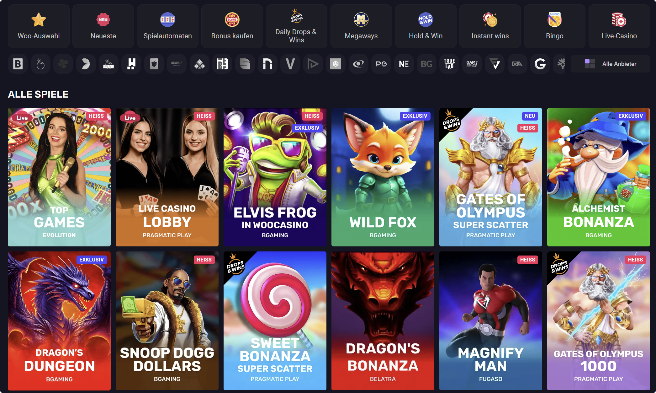 Games at Woo Casino